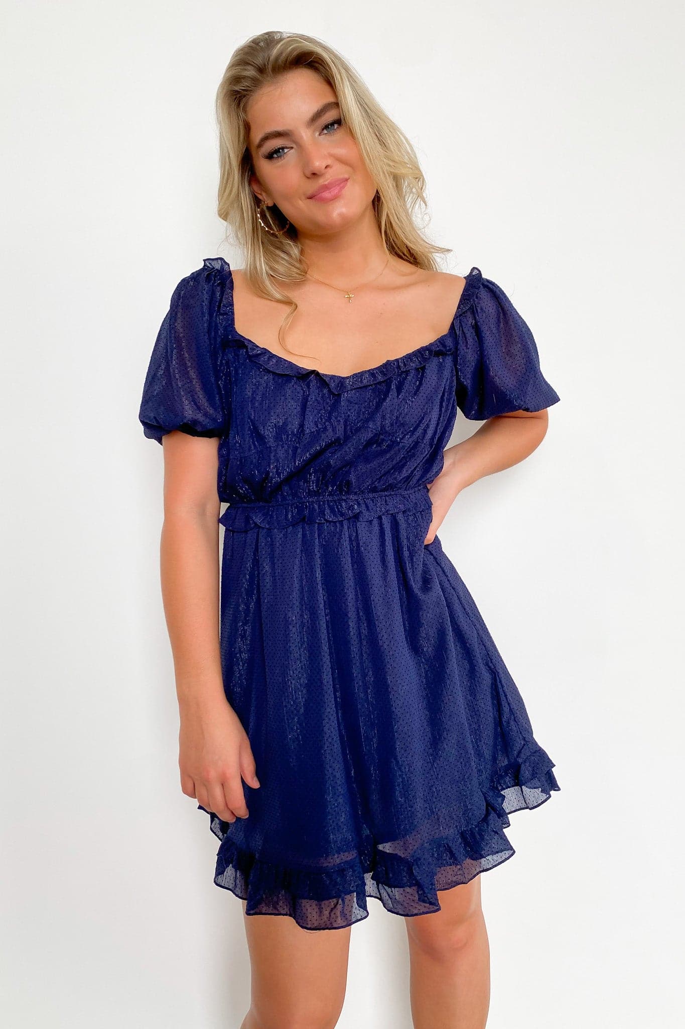 Navy / S Daria Polka Dot Ruffle Dress - FINAL SALE - Madison and Mallory