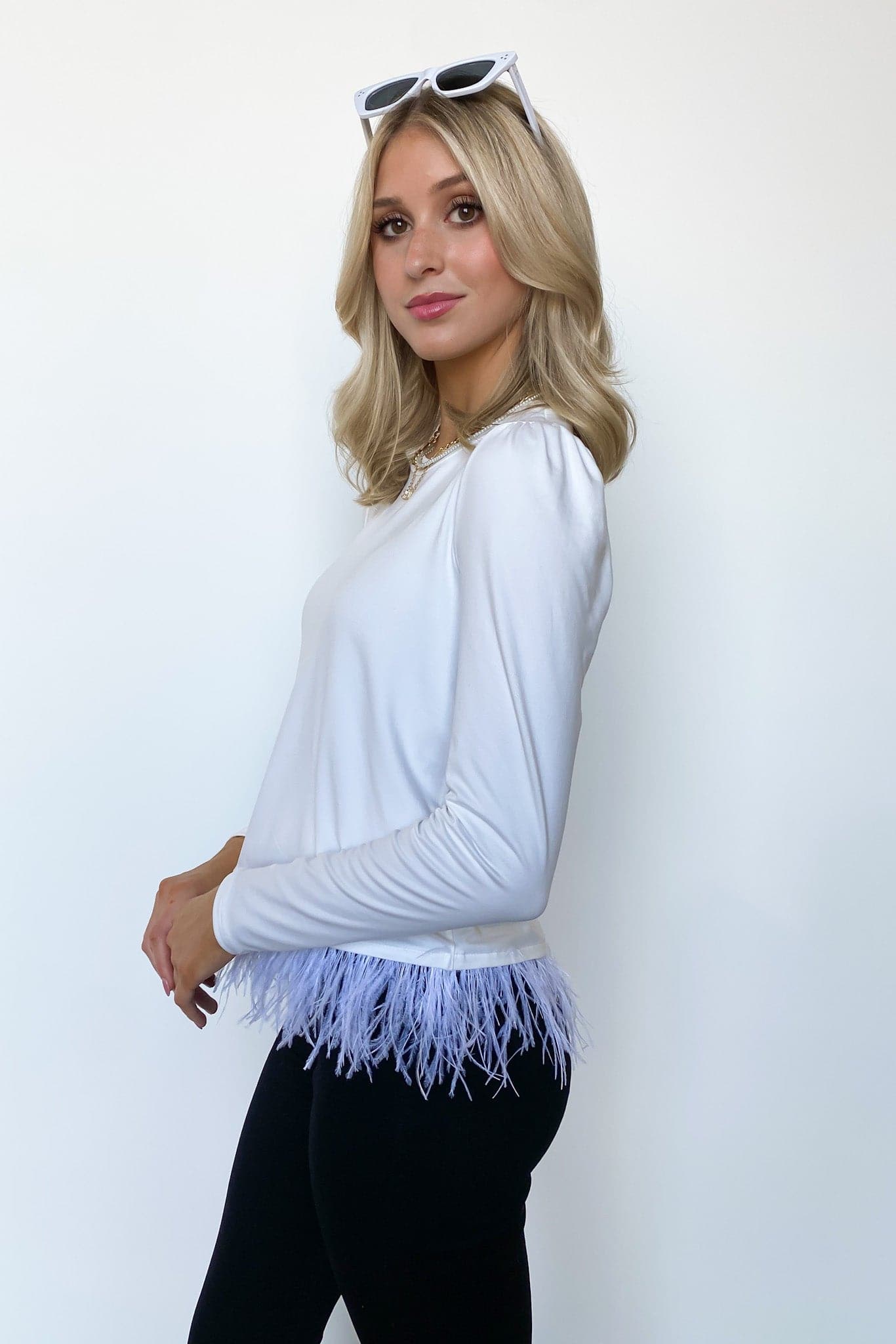  Flirtatious Appeal Fringe Trim Long Sleeve Top - FINAL SALE - Madison and Mallory