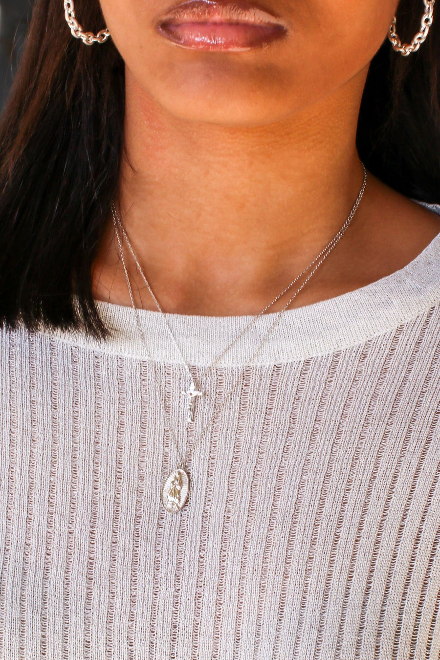 Silver Carolla Cross Layered Necklace - FINAL SALE - Madison and Mallory