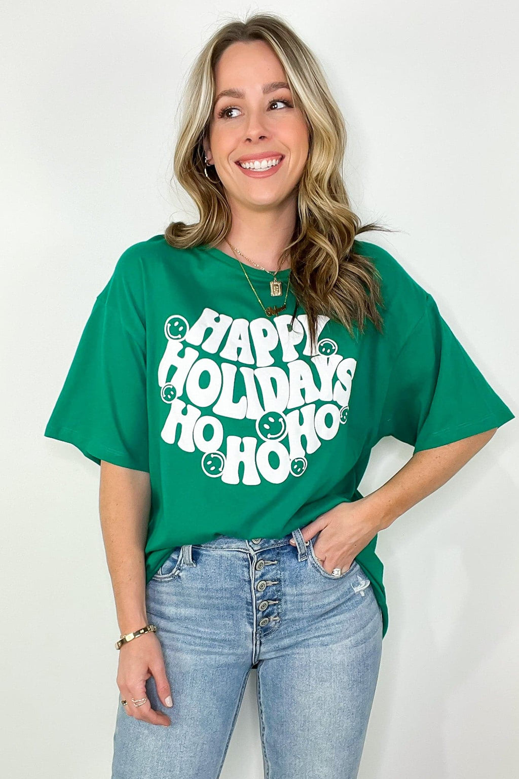 Happy Holidays HO HO HO Graphic Tee - FINAL SALE - Madison and Mallory