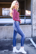  Kellie V-Neck Striped Button Top - FINAL SALE - Madison and Mallory
