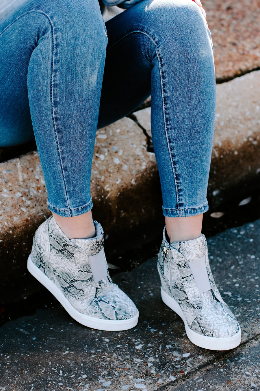 5.5 / Snake Hiss on the Lips Snake Wedge Sneaker - FINAL SALE - Madison and Mallory