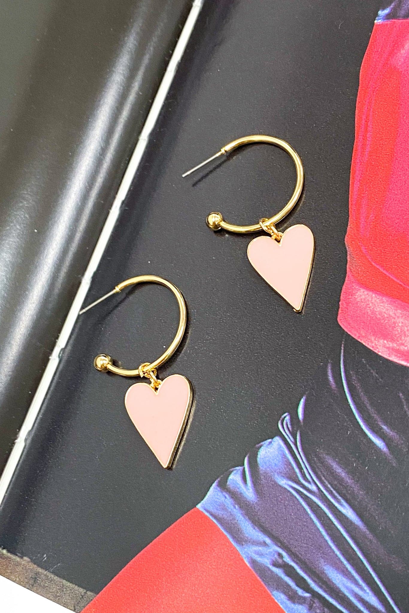 Gold Like a Love Song Epoxy Heart Hoop Earrings - Madison and Mallory