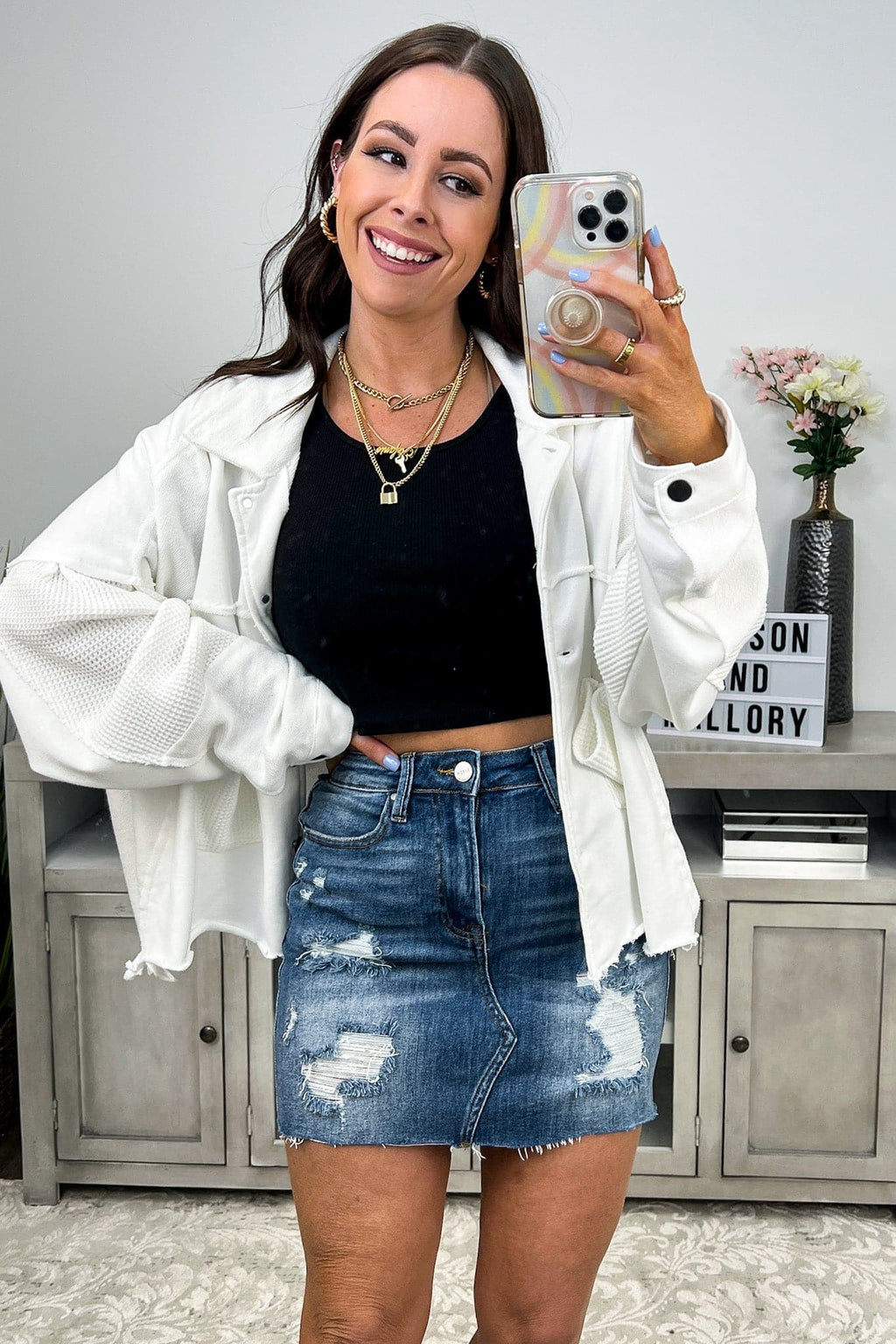 Dark / S Impressionable Moment Distressed Denim Skirt - FINAL SALE - Madison and Mallory