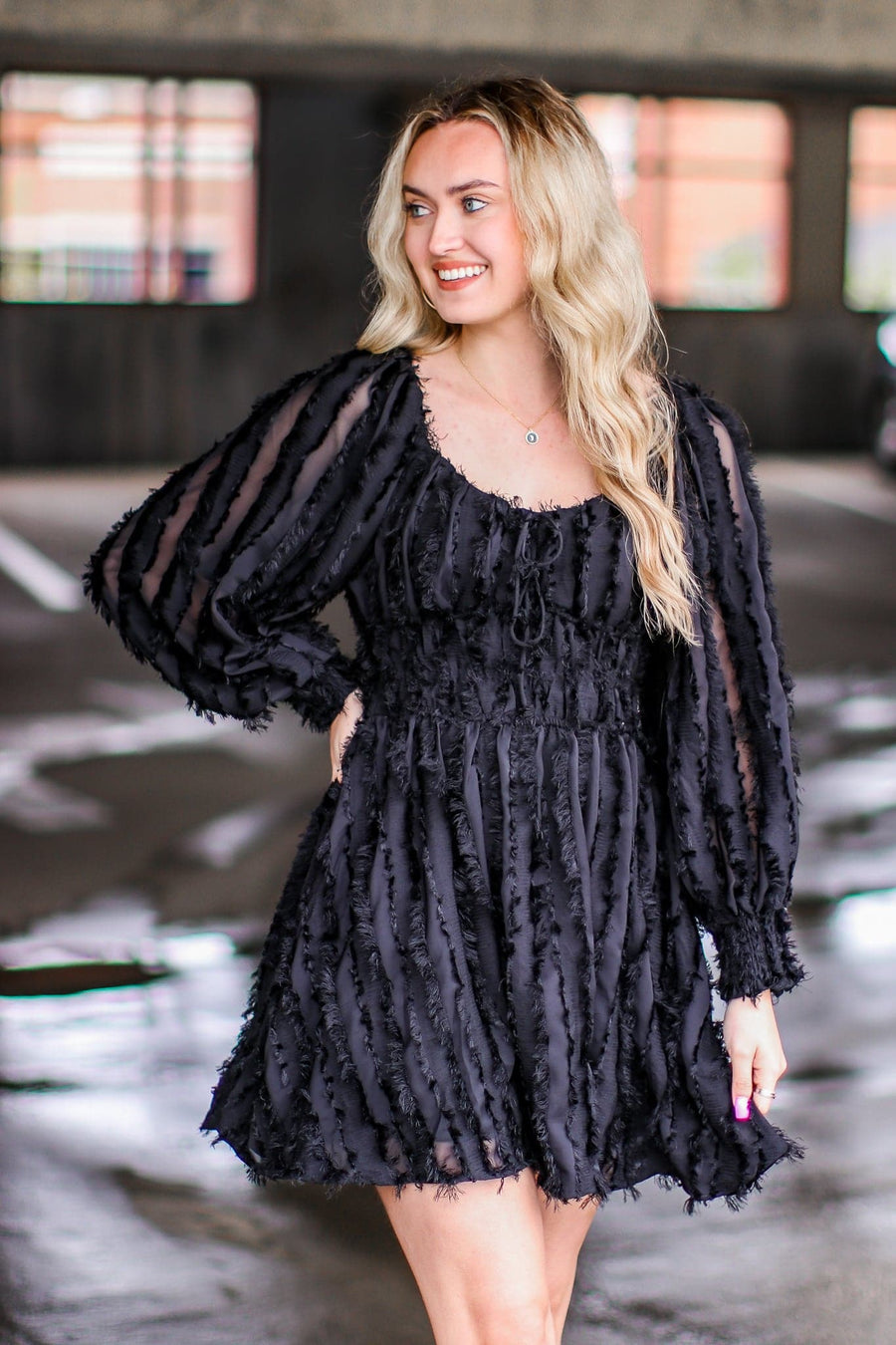 S / Black In Dreams Fringe Woven Sweetheart Dress - FINAL SALE - Madison and Mallory