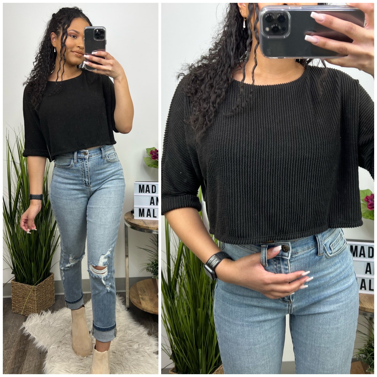  Insight Perspective Boxy Thermal Cropped Top - Madison and Mallory