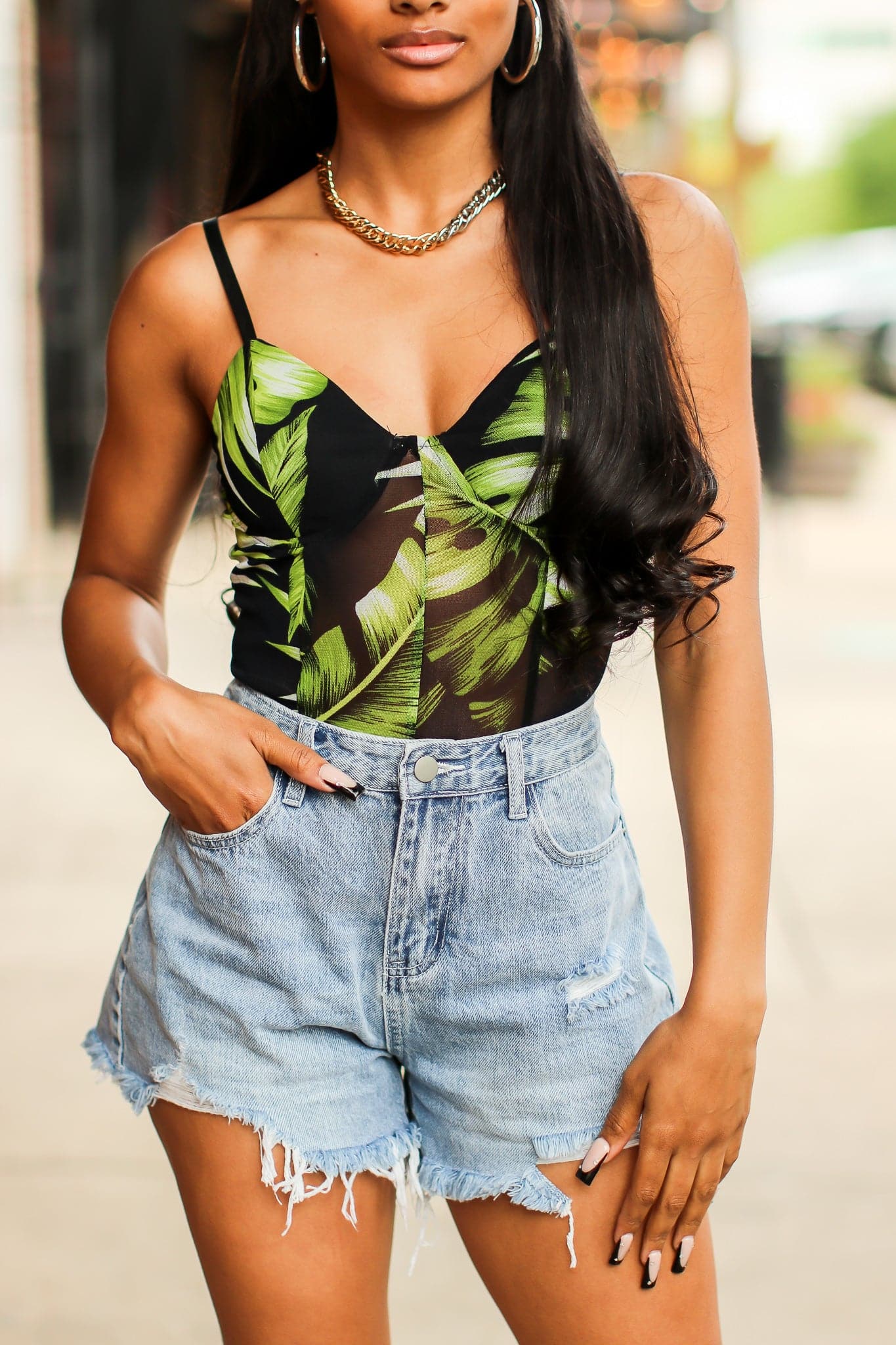  In the Tropics Palm Print Bodysuit - FINAL SALE - Madison and Mallory
