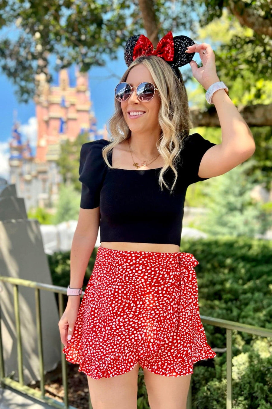 Orange / S Irresistible Effect Dot Ruffle Wrap Skort - FINAL SALE - Madison and Mallory