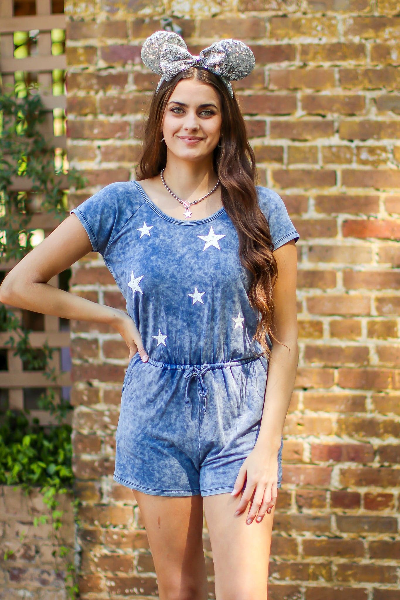 It's Infinite Mineral Wash Star Print Romper - FINAL SALE - Madison and Mallory