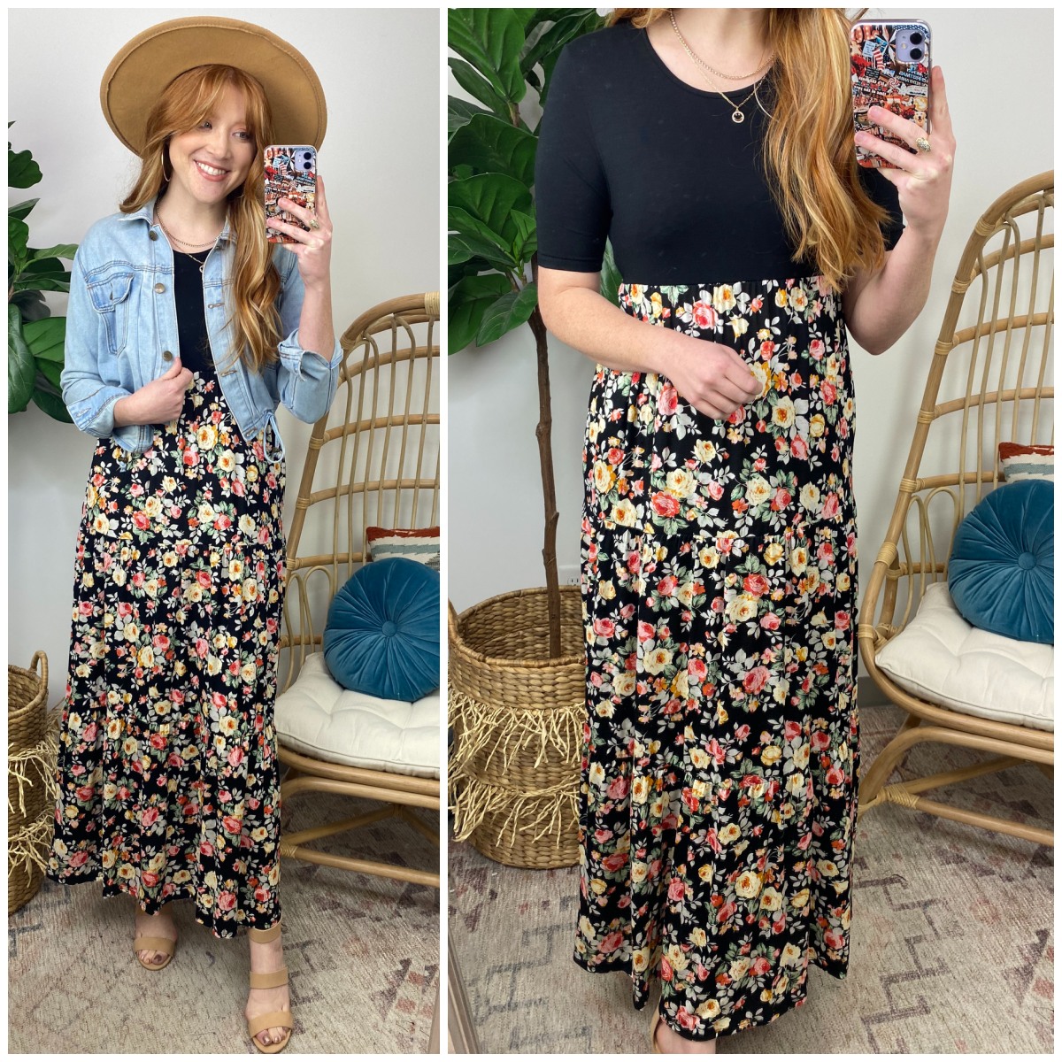  Jaison Floral Color Block Maxi Dress - Madison and Mallory