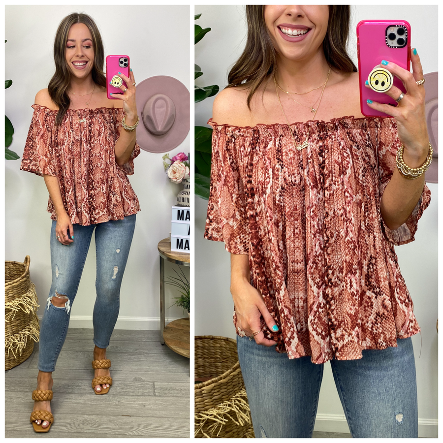 Jania Animal Print Off Shoulder Top - FINAL SALE - Madison and Mallory