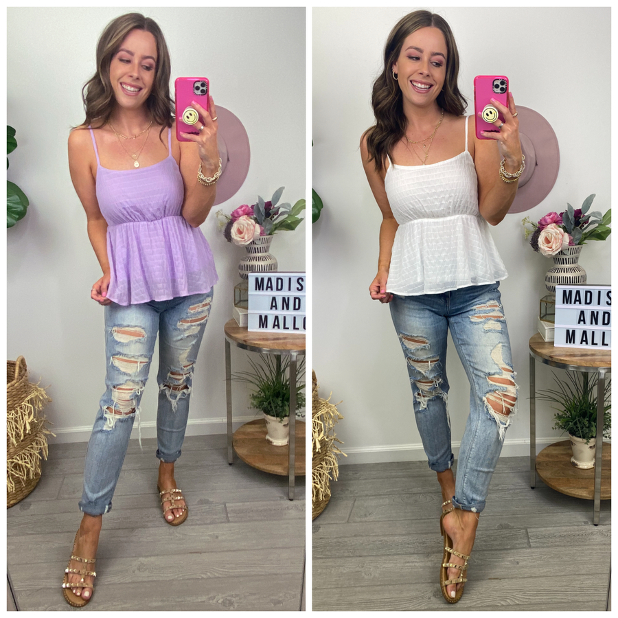  Sweet As Sunshine Smocked Peplum Cami Top - FINAL SALE - Madison and Mallory