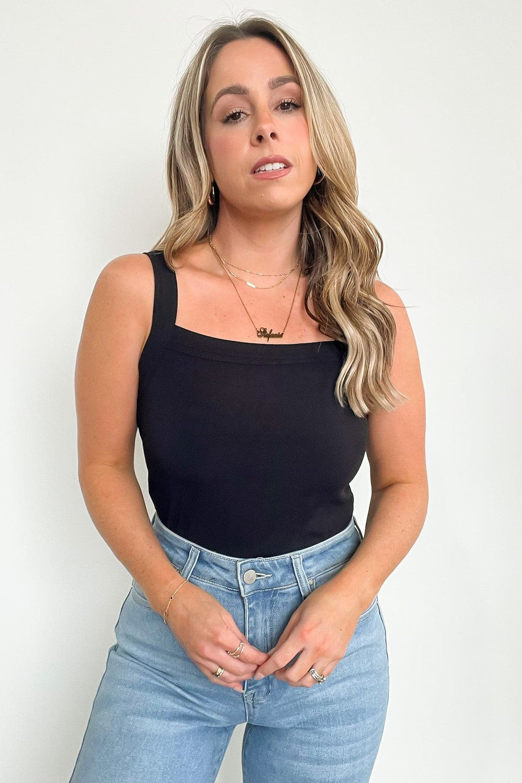 Black / S Joanah Ribbed Tank Top - FINAL SALE - Madison and Mallory