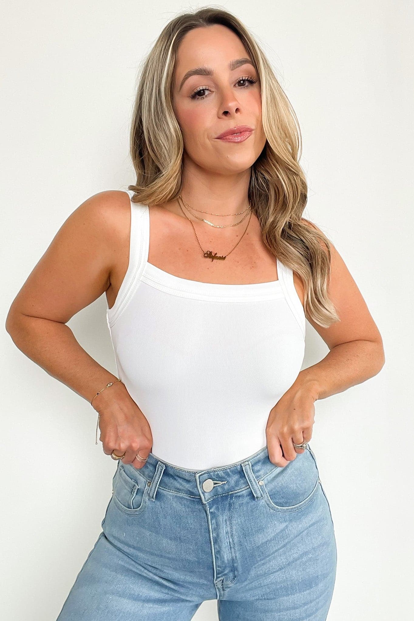 Ivory / S Joanah Ribbed Tank Top - Madison and Mallory