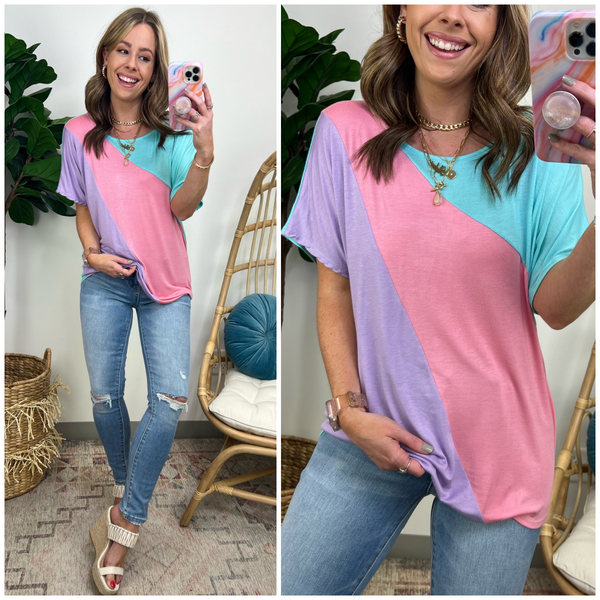  Jocasta Color Block Relaxed Fit Top - Madison and Mallory