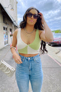 Sage/Cream / S Jovy Color Block Knit Crop Tank Top - FINAL SALE - Madison and Mallory