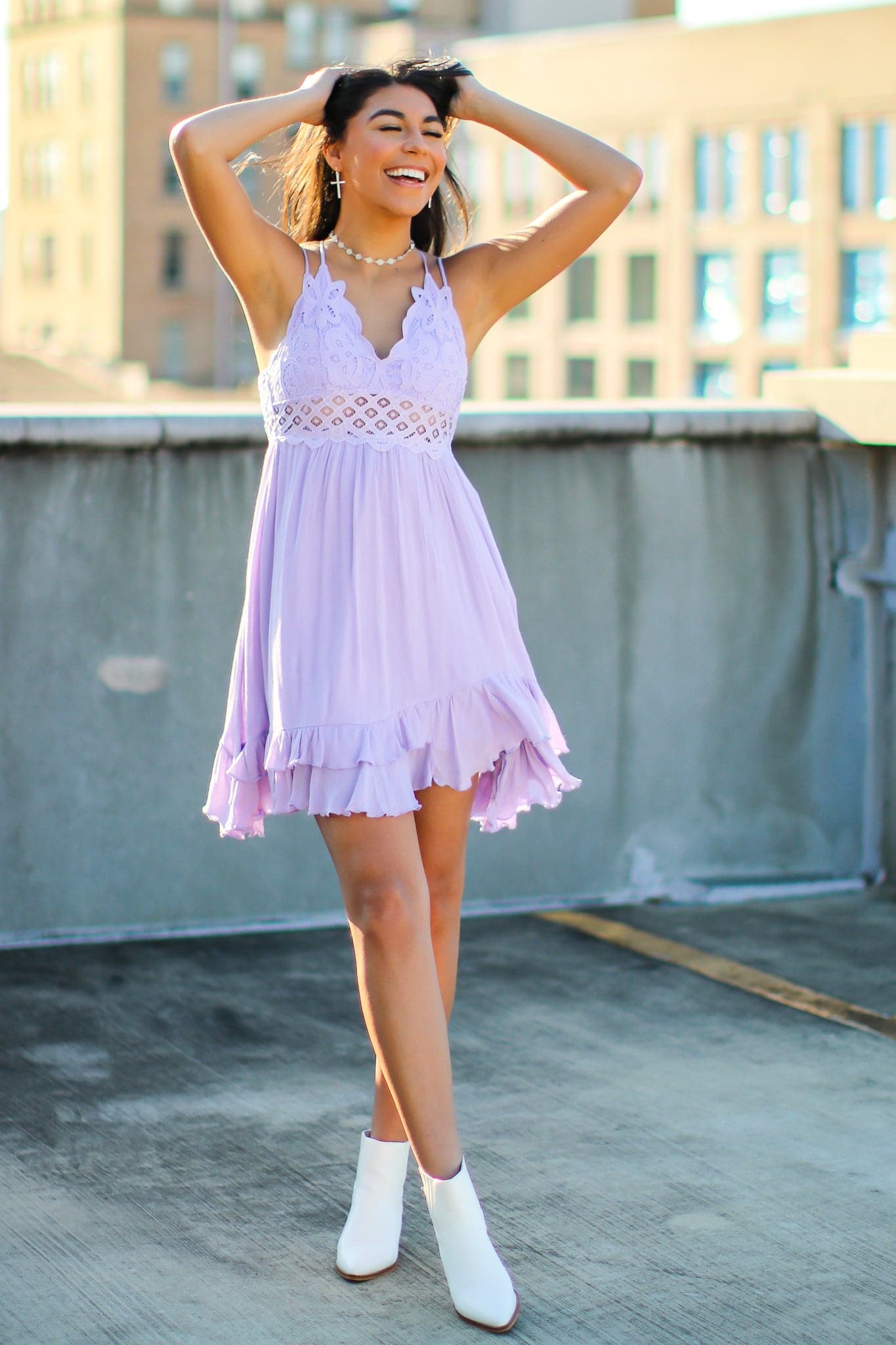 Lavender / S Just Sway Crochet Floral Lace Dress - FINAL SALE - Madison and Mallory