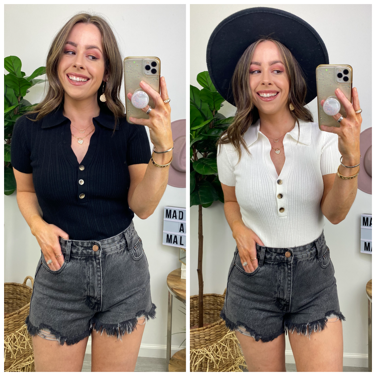  Just the One Short Sleeve Button Bodysuit - Madison and Mallory
