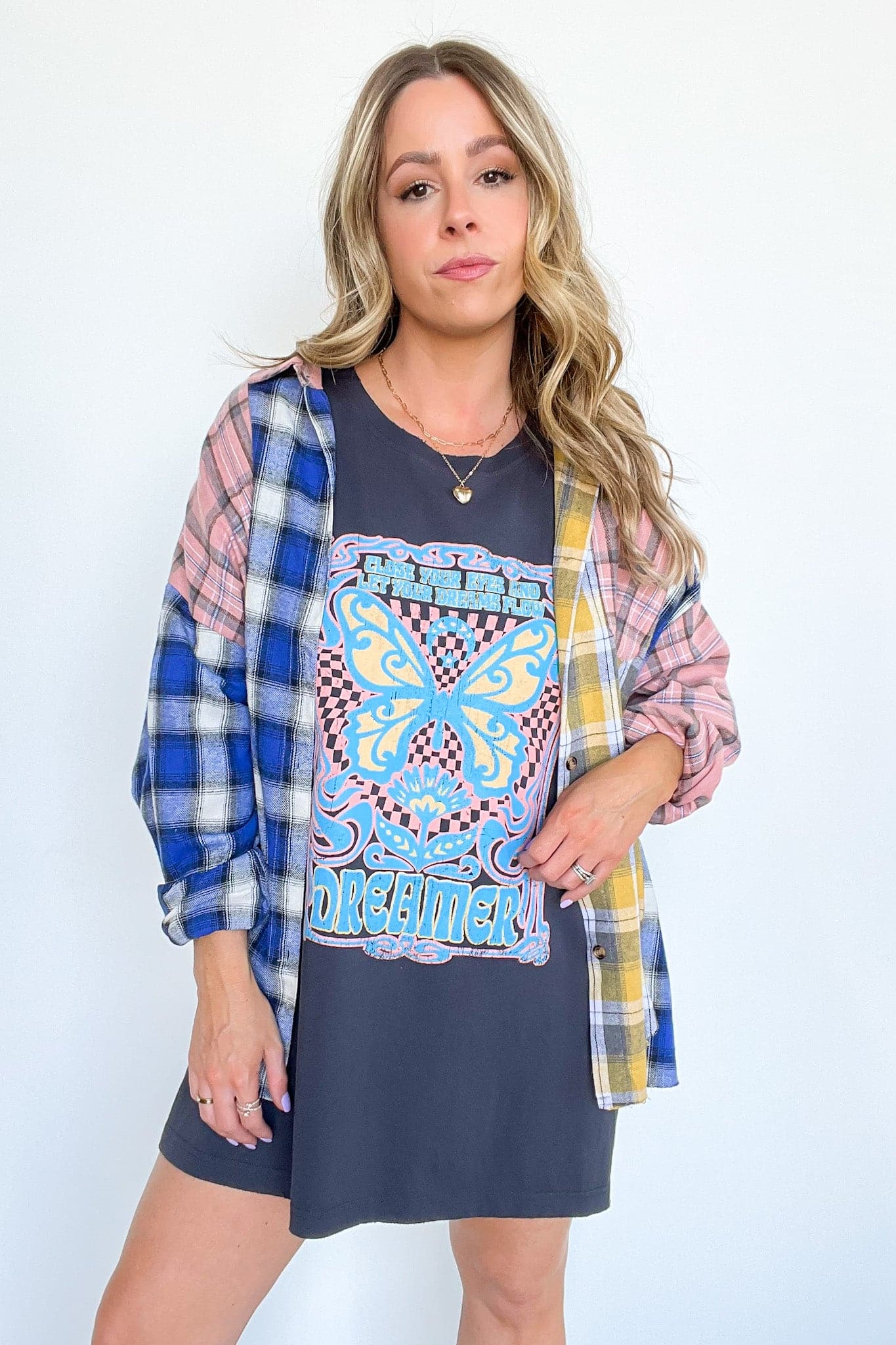  Kacee Color Block Plaid Button Down Top - BACK IN STOCK - Madison and Mallory