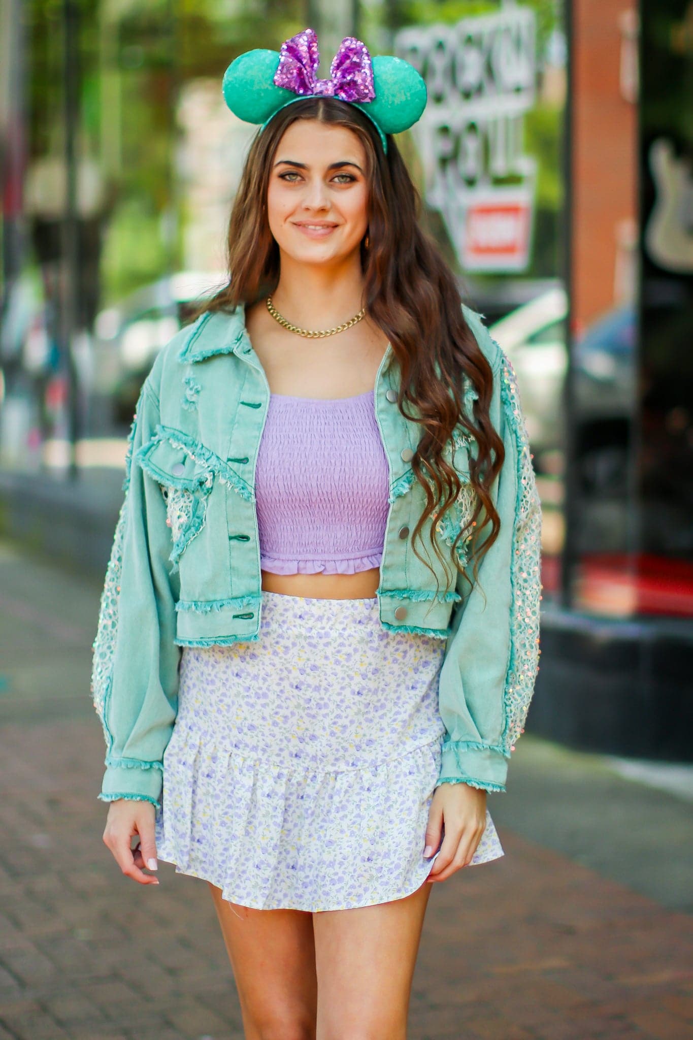 Jade Green / S Kadey Relaxed Fit Lace Distressed Jacket - Madison and Mallory