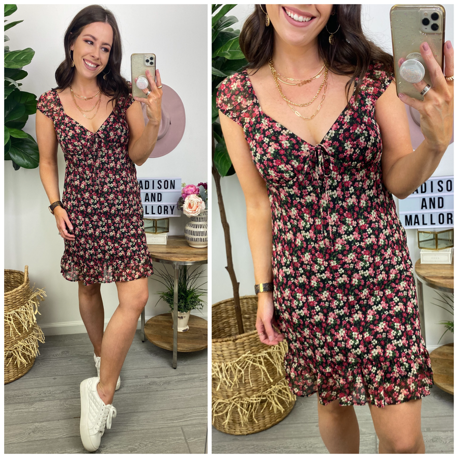  Kadie Floral Sweetheart Dress - Madison and Mallory