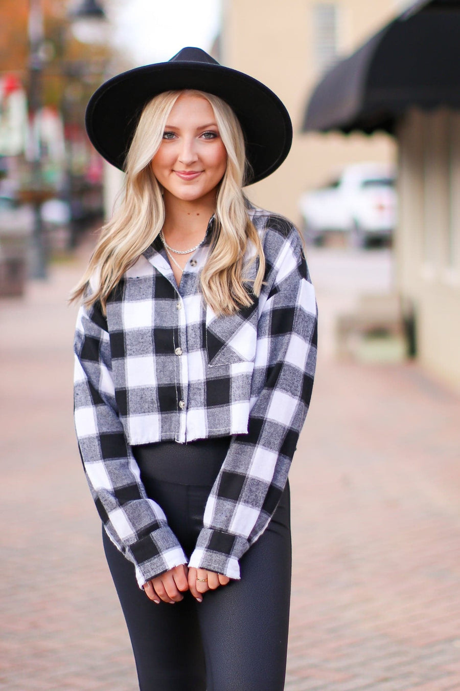  Kadine Plaid Cropped Button Down Top - FINAL SALE - Madison and Mallory