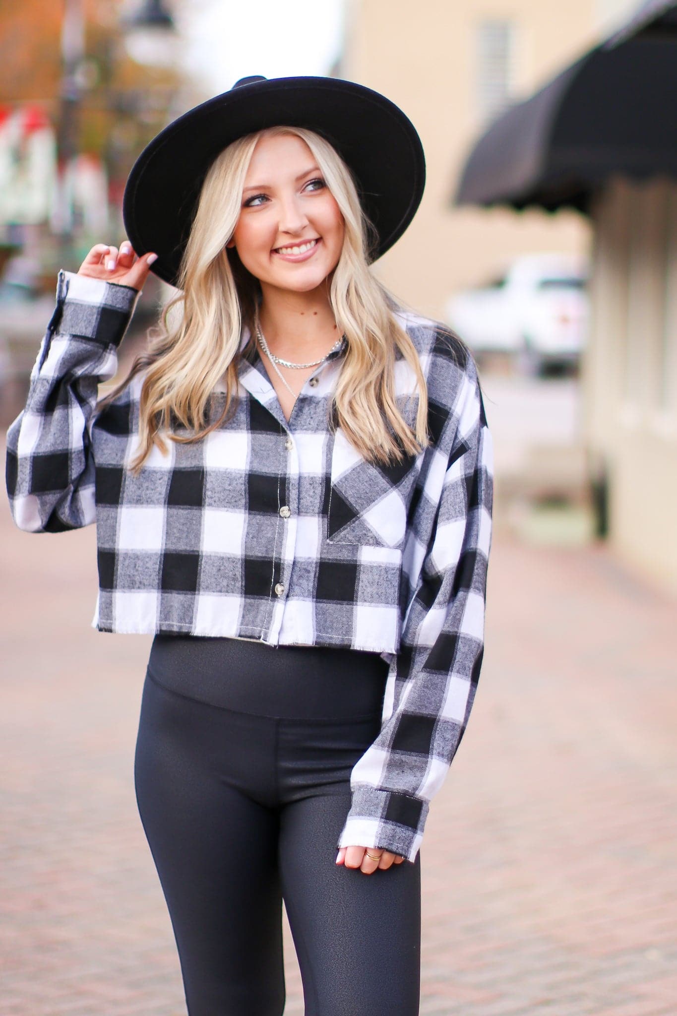 White / S Kadine Plaid Cropped Button Down Top - FINAL SALE - Madison and Mallory