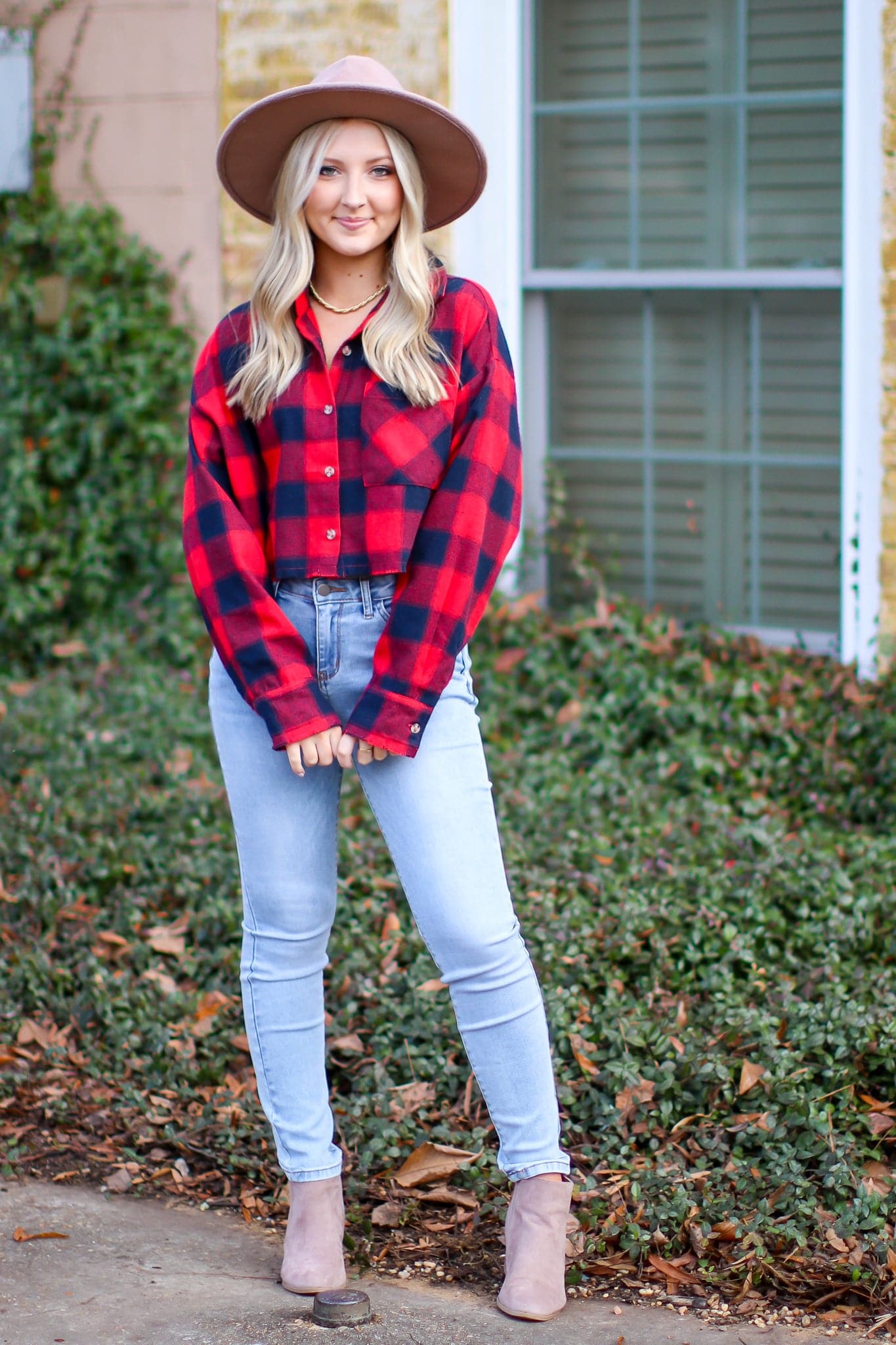  Kadine Plaid Cropped Button Down Top - FINAL SALE - Madison and Mallory