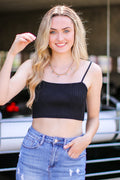 Black / S Kaleena Knit Crop Top - FINAL SALE - Madison and Mallory