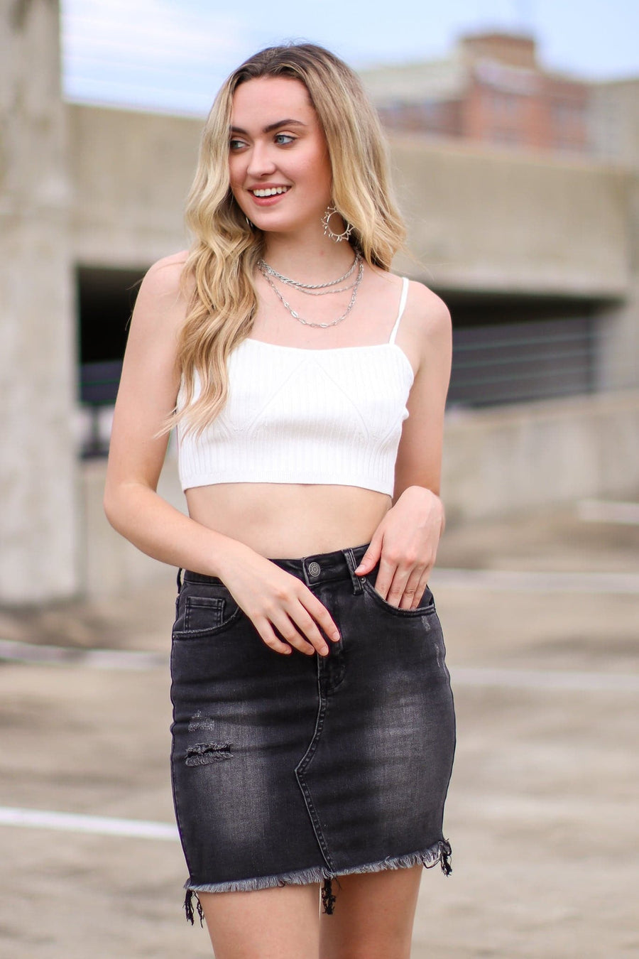 White / S Kaleena Knit Crop Top - FINAL SALE - Madison and Mallory