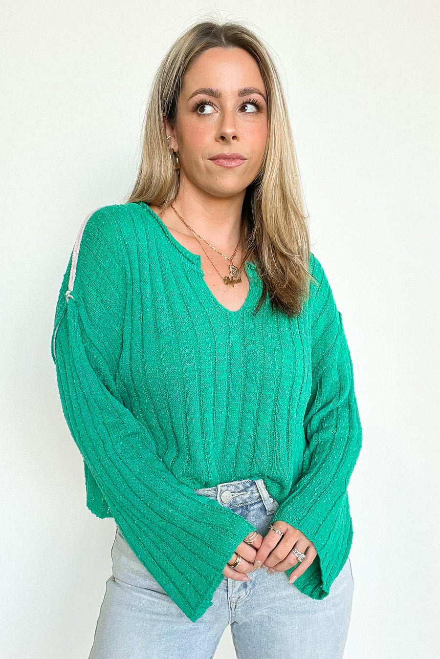  Kassey Contrast Stitch Sweater - FINAL SALE - Madison and Mallory