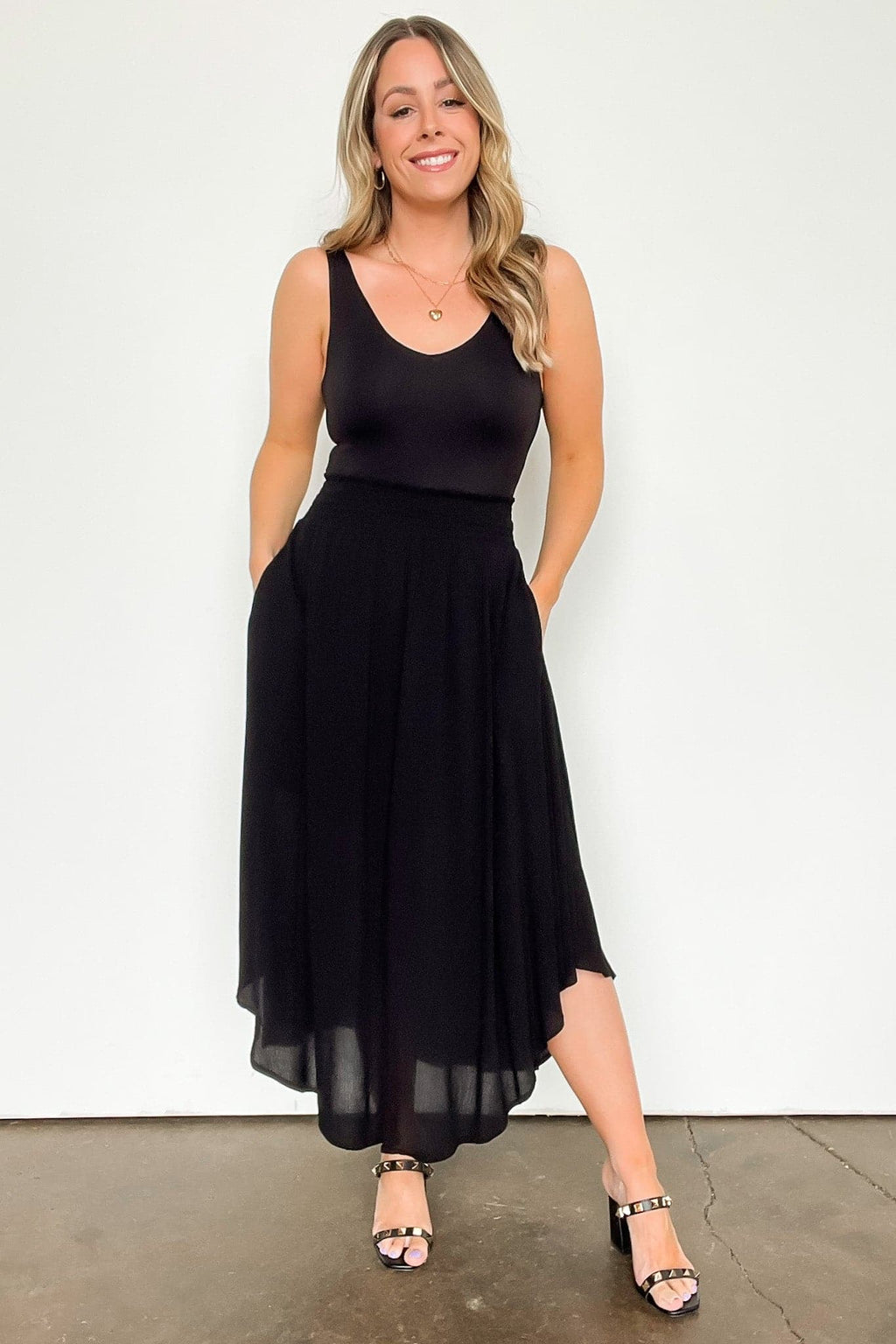Black / S Katherinah High Rise Smocked Maxi Skirt - FINAL SALE - Madison and Mallory