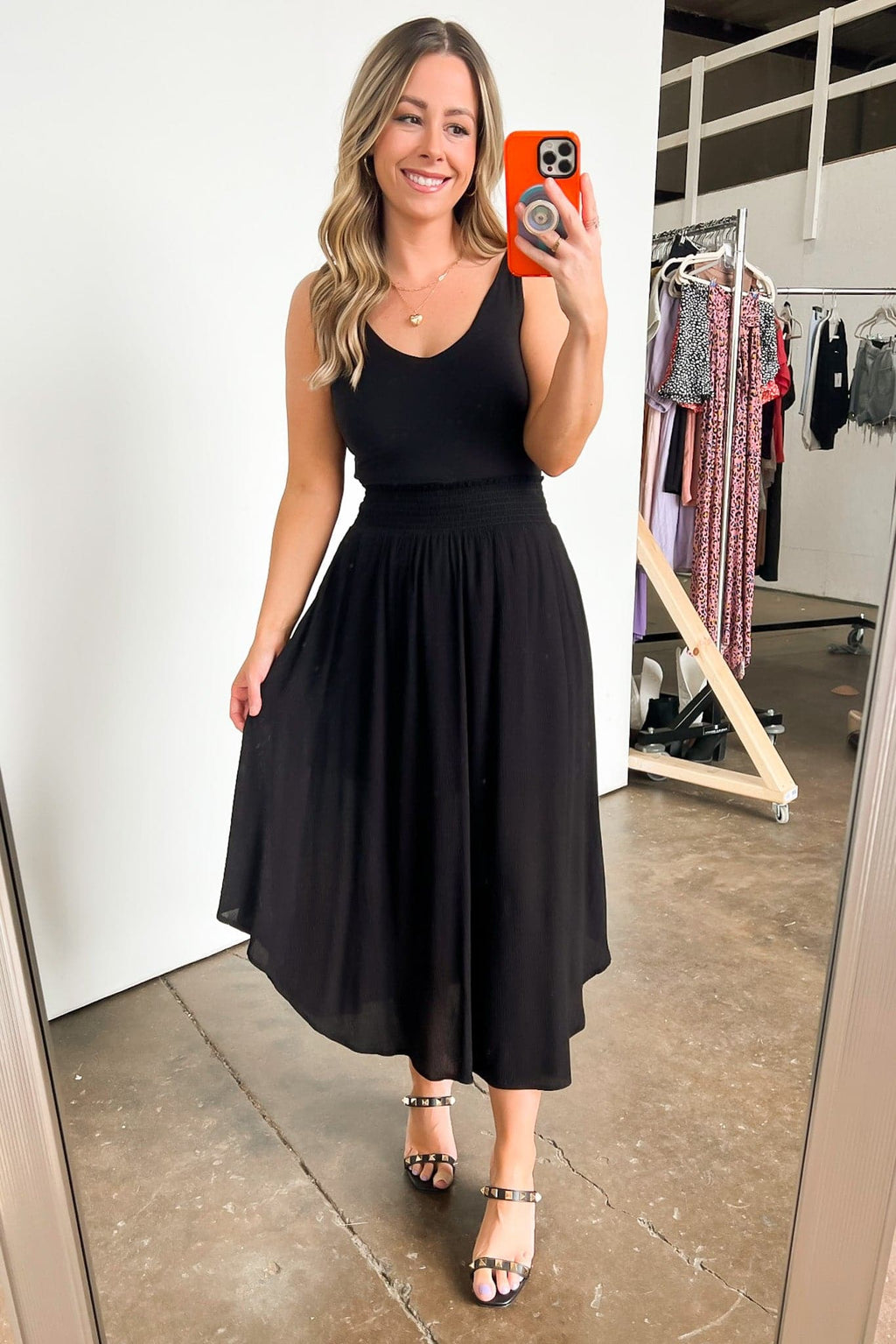 Katherinah High Rise Smocked Maxi Skirt - FINAL SALE - Madison and Mallory