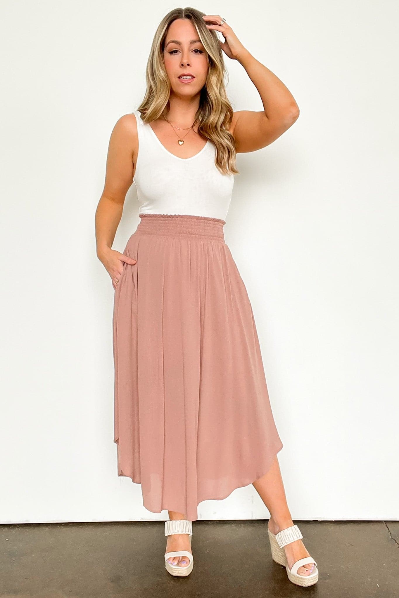 Katherinah High Rise Smocked Maxi Skirt - FINAL SALE - Madison and Mallory