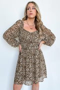 Taupe / S Kava Animal Print A-Line Dress - FINAL SALE - Madison and Mallory