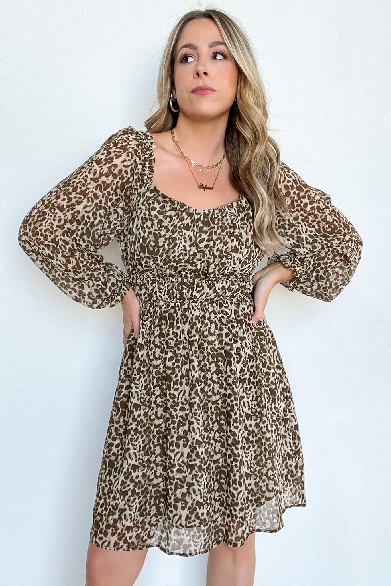 Taupe / S Kava Animal Print A-Line Dress - FINAL SALE - Madison and Mallory