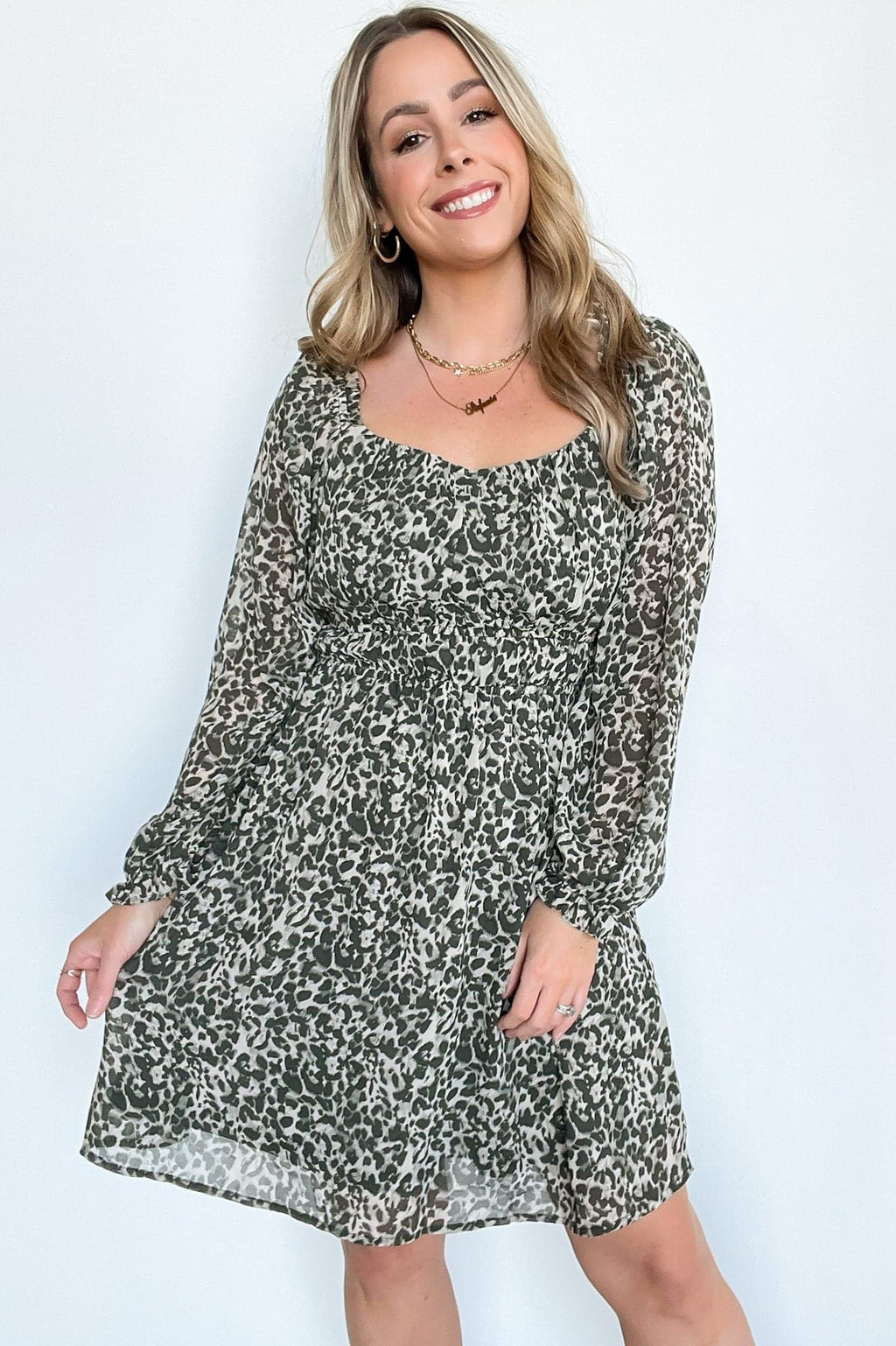 Green / S Kava Animal Print A-Line Dress - FINAL SALE - Madison and Mallory