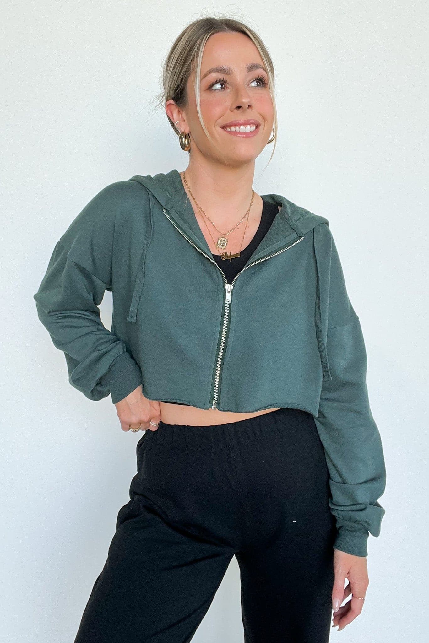 Kayye Cropped Zip Hooded Jacket - FINAL SALE - Madison and Mallory