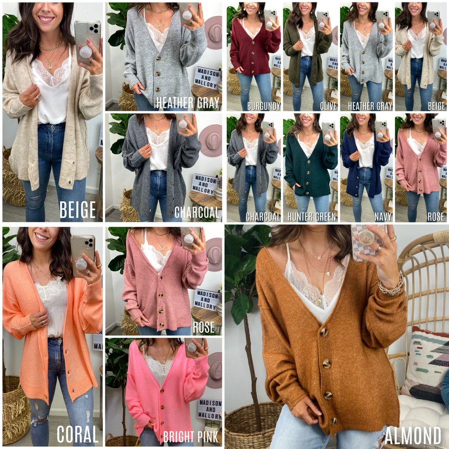  Keep Me Company Button Relaxed Fit Cardigan - FINAL SALE - Madison and Mallory