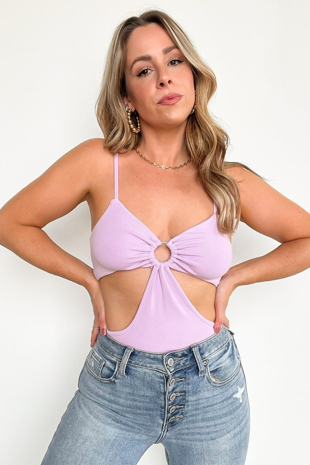 Lavender / S Keeping Score Cutout Bodysuit - FINAL SALE - Madison and Mallory