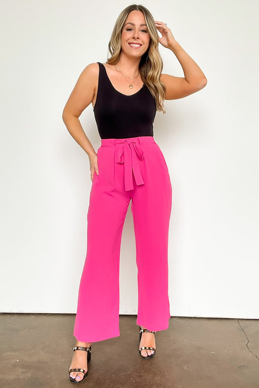  Kelvin Wide Leg Tie Front Pants - FINAL SALE - Madison and Mallory