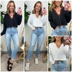  Keya Contrast Stitch Cropped Top - FINAL SALE - Madison and Mallory