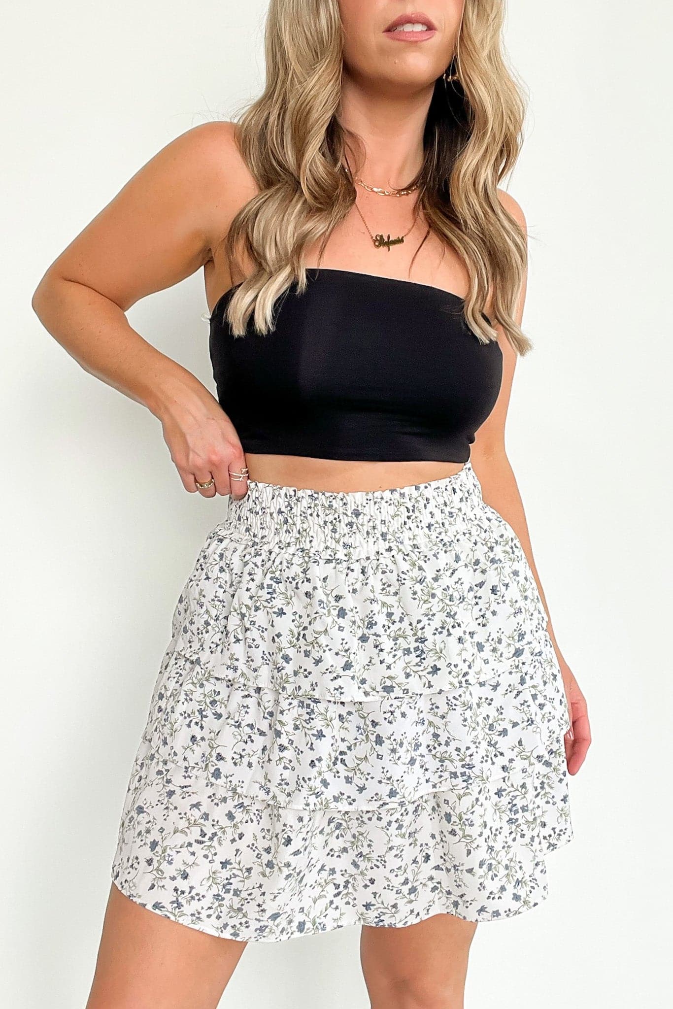 Ivory / S Kind Memories Smocked Floral Tiered Skirt - FINAL SALE - Madison and Mallory