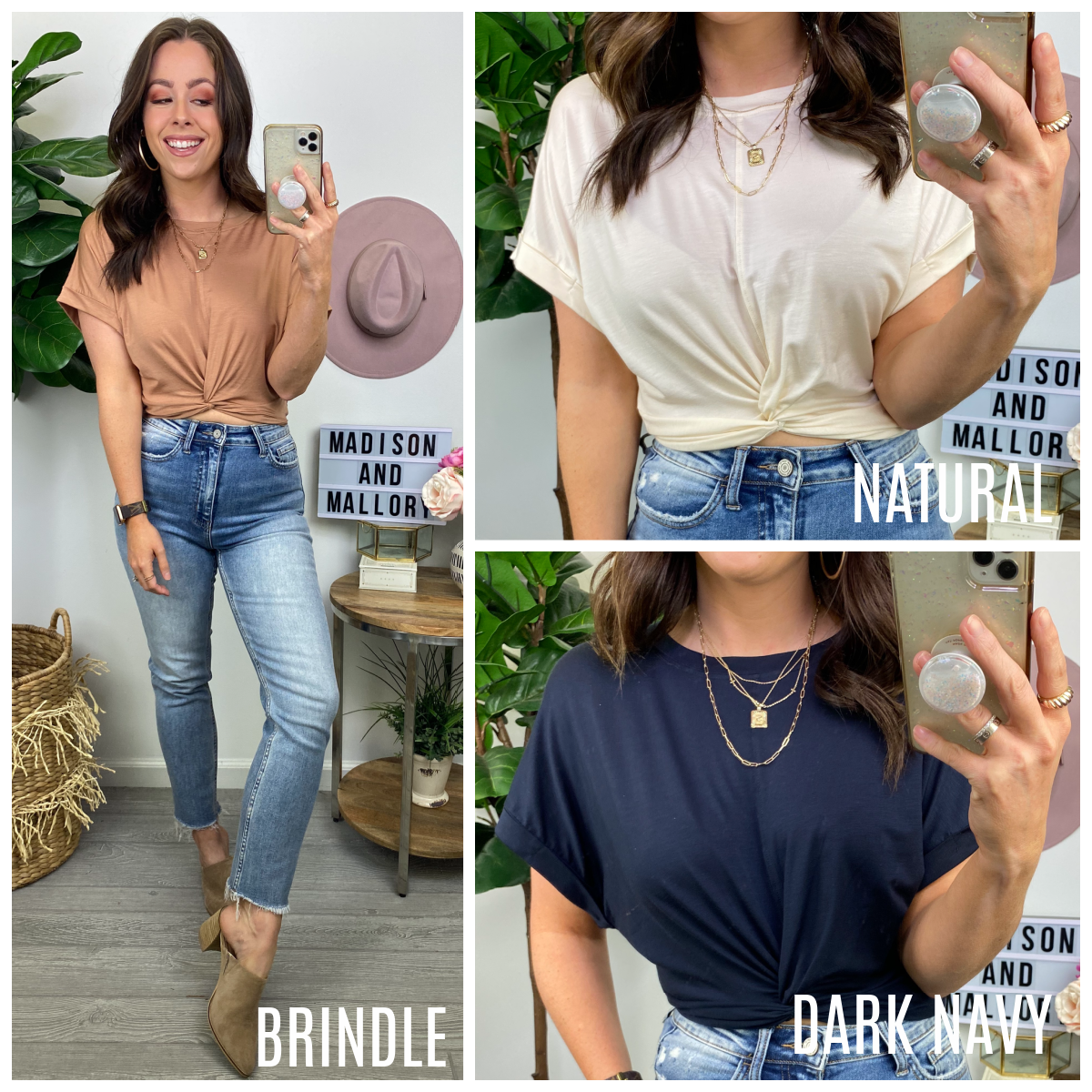  Kinler Twist Front Short Sleeve Top - FINAL SALE - Madison and Mallory
