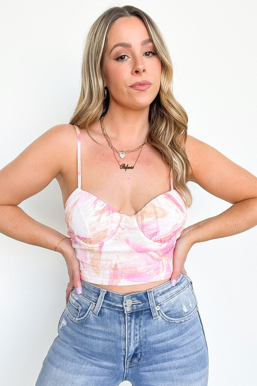  Kinzlee Abstract Marble Bustier Crop Top - FINAL SALE - Madison and Mallory