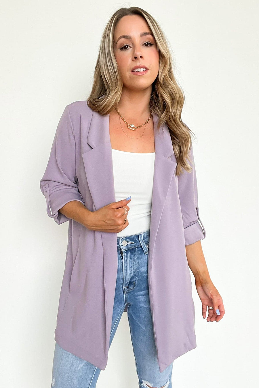 Lavender / S Lailah Knit Blazer - BACK IN STOCK - Madison and Mallory