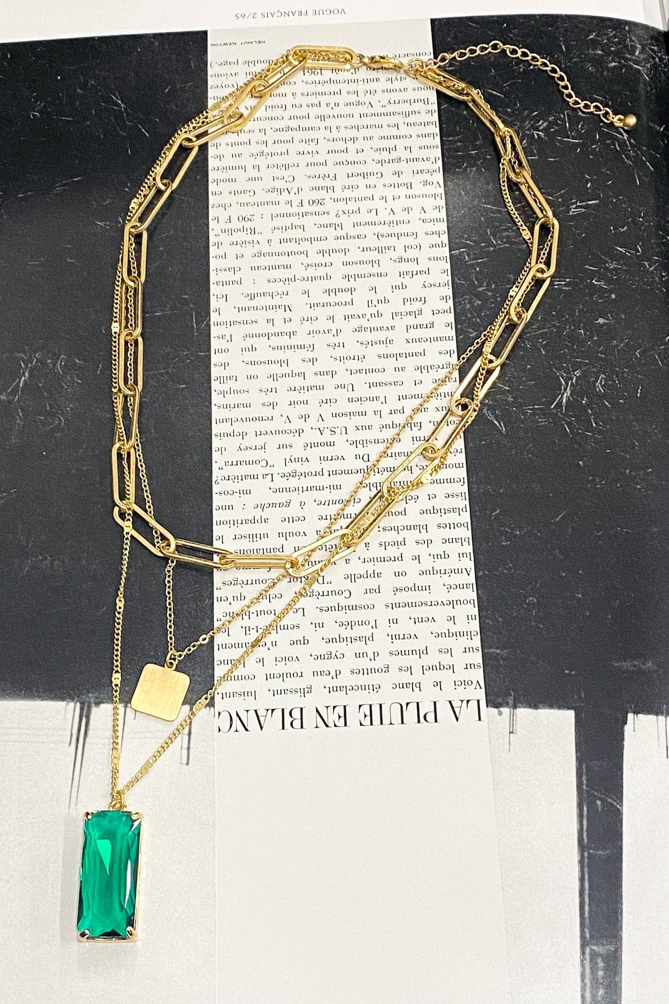 Green Landes Crystal Layered Necklace - Madison and Mallory