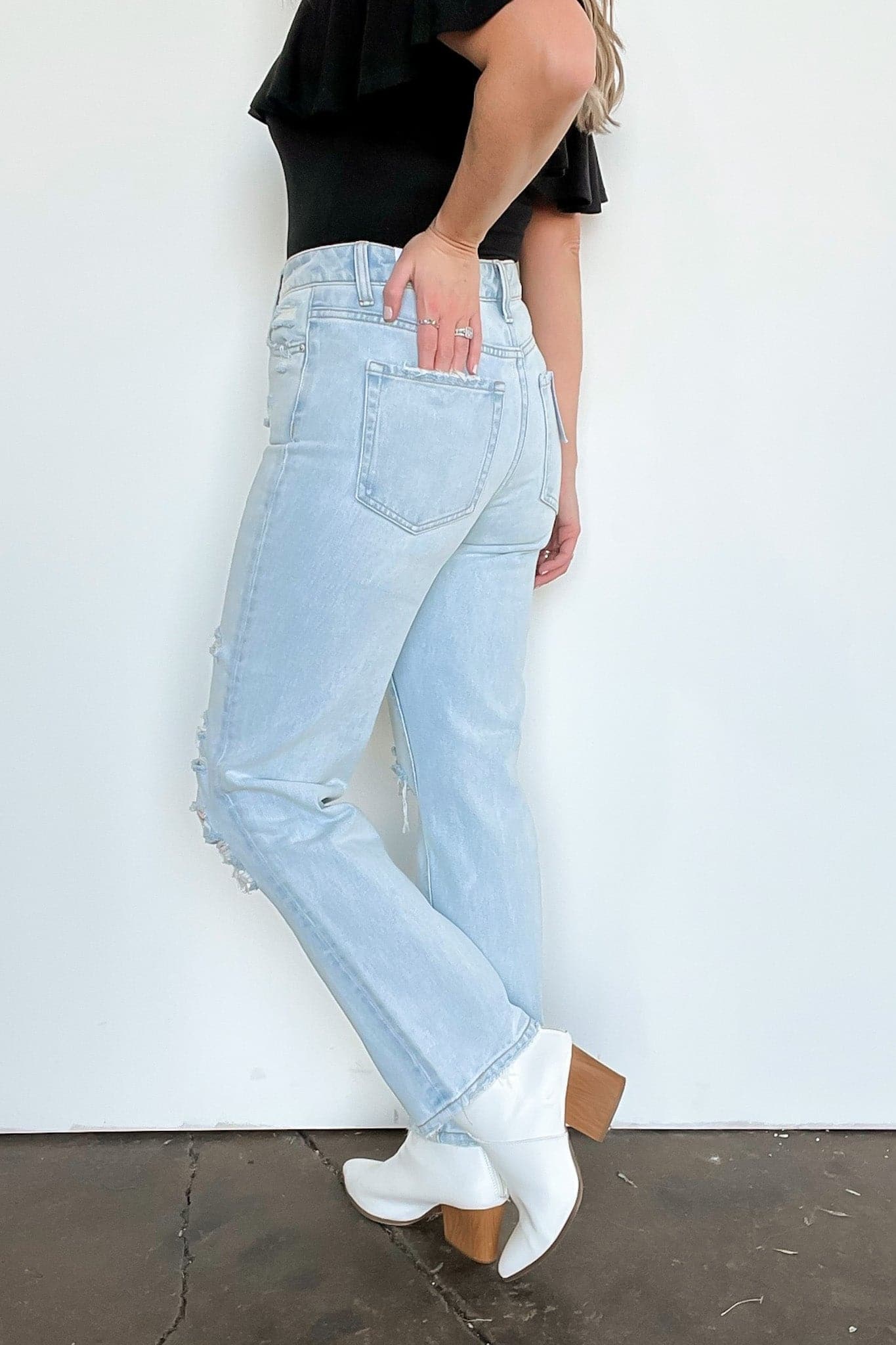  Larraine Super High Rise Distressed Straight Crop Jeans - BACK IN STOCK - Madison and Mallory