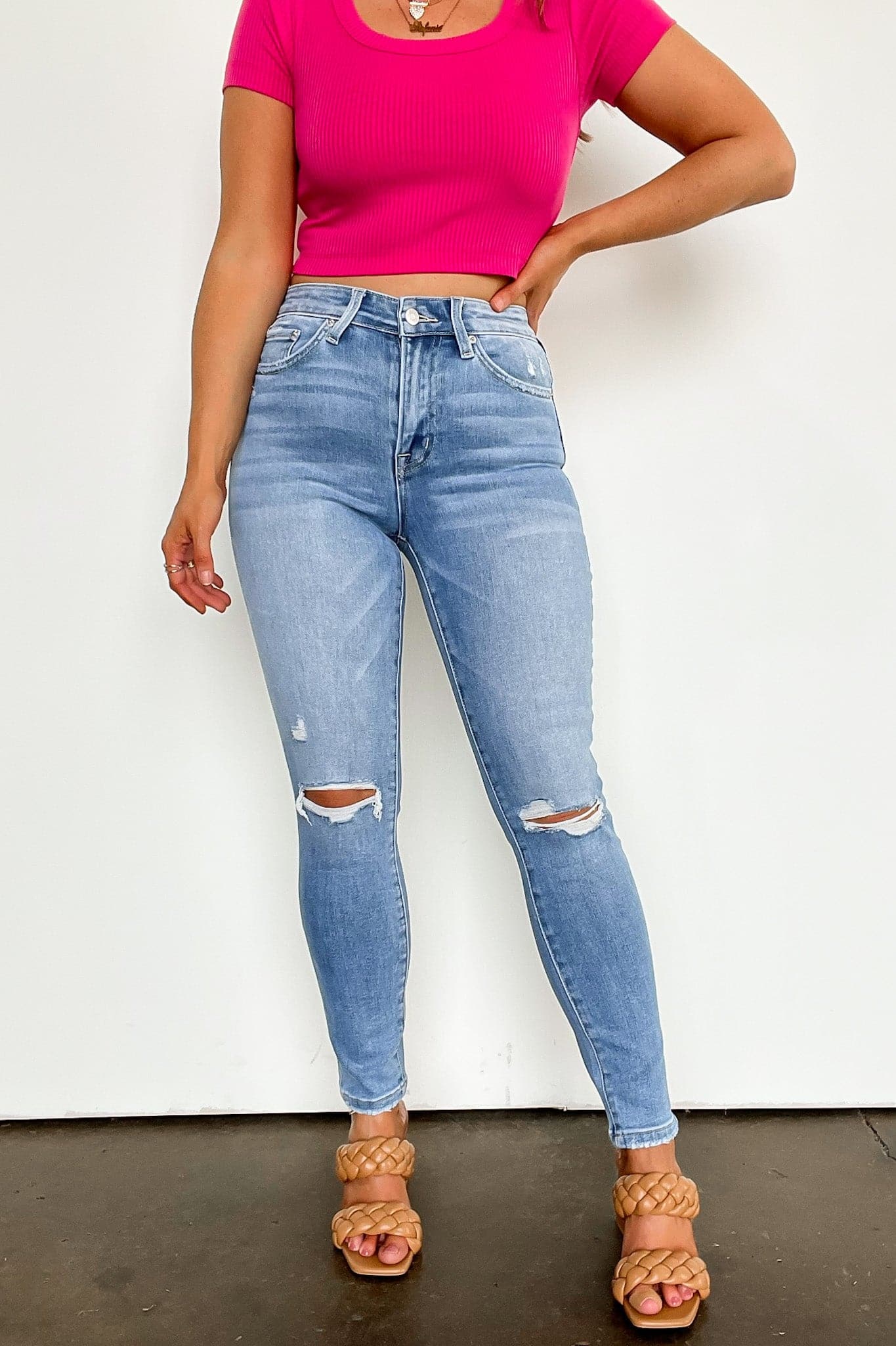  Lauer High Rise Distressed Cropped Skinny Jeans - BACK IN STOCK - Madison and Mallory