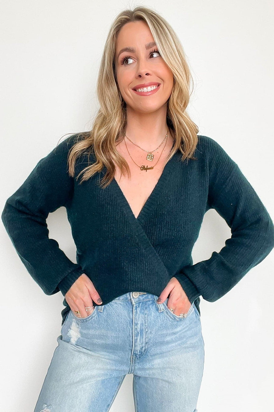  Leandrah Surplice V-Neck Sweater - FINAL SALE - Madison and Mallory